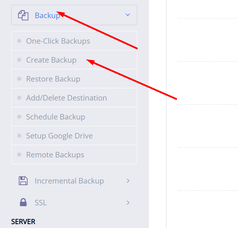cyberpanel backup settings