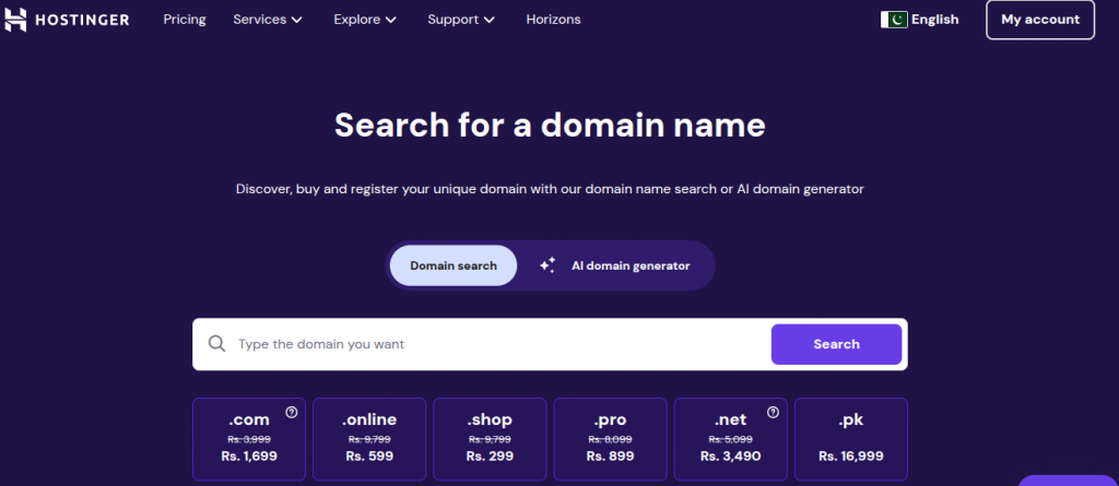 buy a domain name for your website
