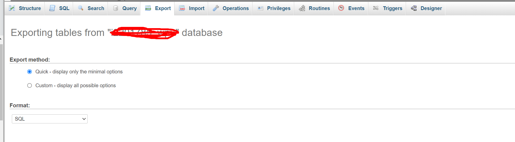 download exporting database from phpmyadmin